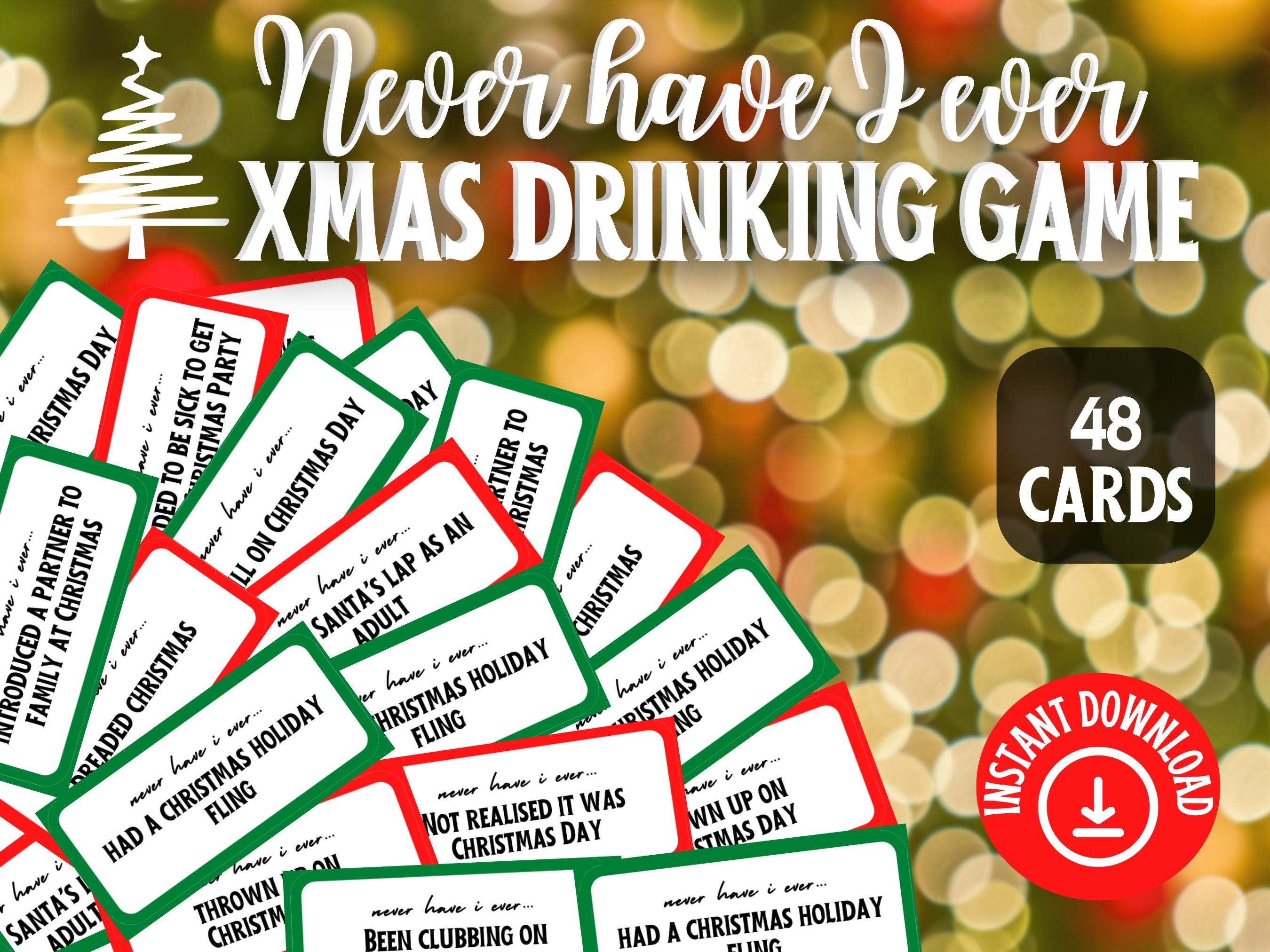 Christmas Never Have I Ever Drinking Game (Printable PDF)