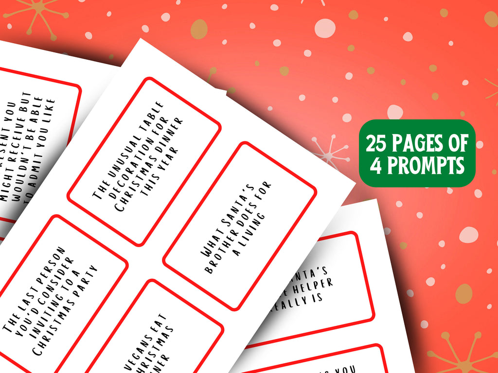 Christmas Adult Card Game: Wrong Answers Only, Printable Prompts (PDF)