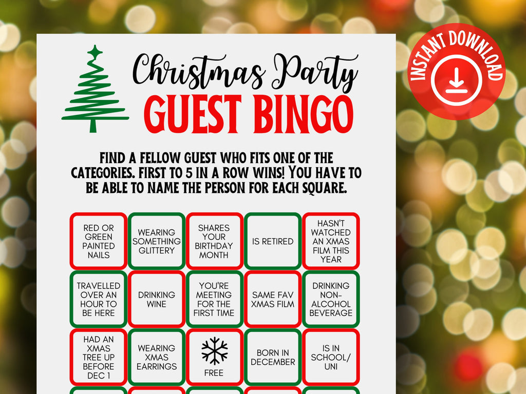 Christmas Party Guest Bingo (Printable PDF)