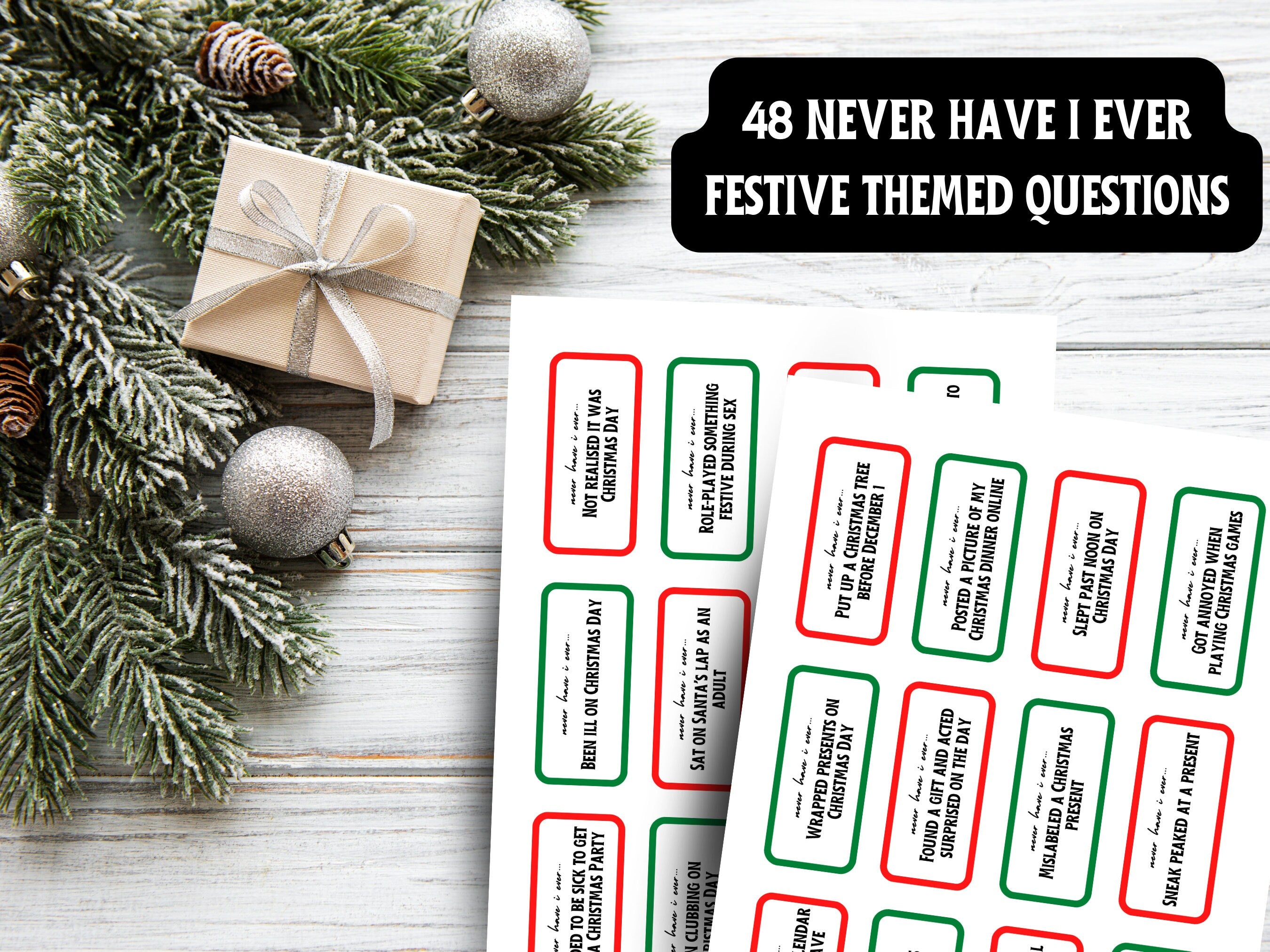 Christmas Never Have I Ever Drinking Game (Printable PDF)