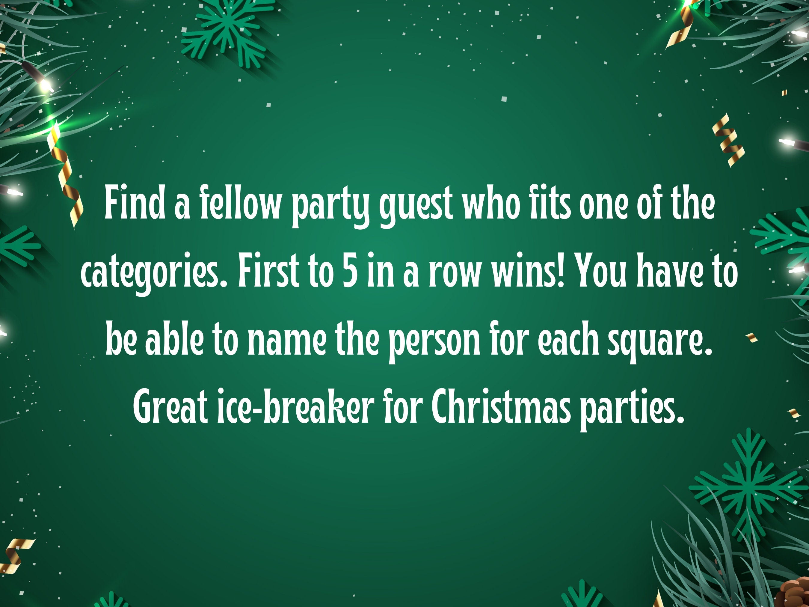 Christmas Party Guest Bingo (Printable PDF)