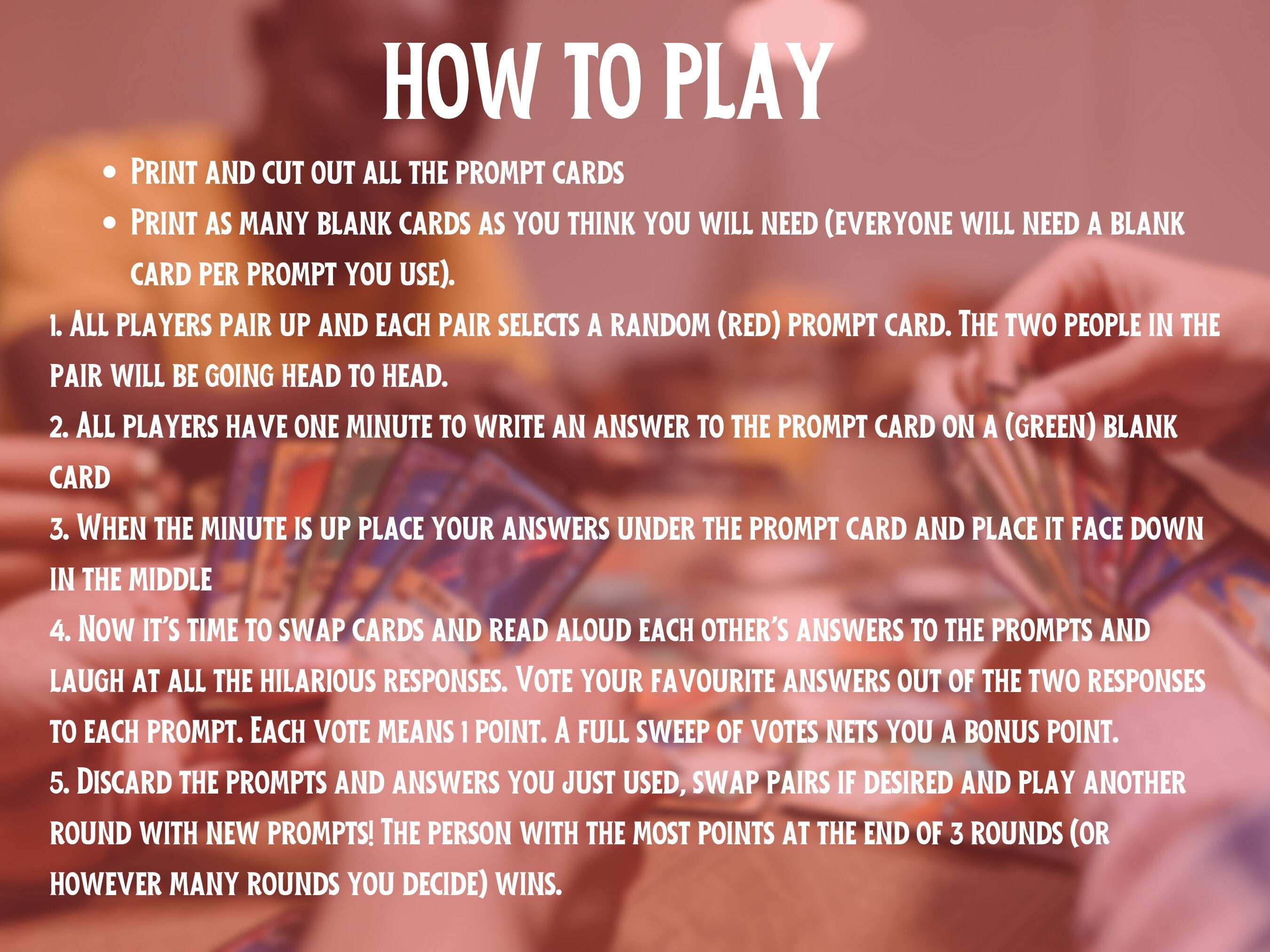 Christmas Adult Card Game: Wrong Answers Only, Printable Prompts (PDF)