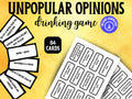 Hilarious Printable Party Game, Drinking Game Cards: Unpopular Opinions