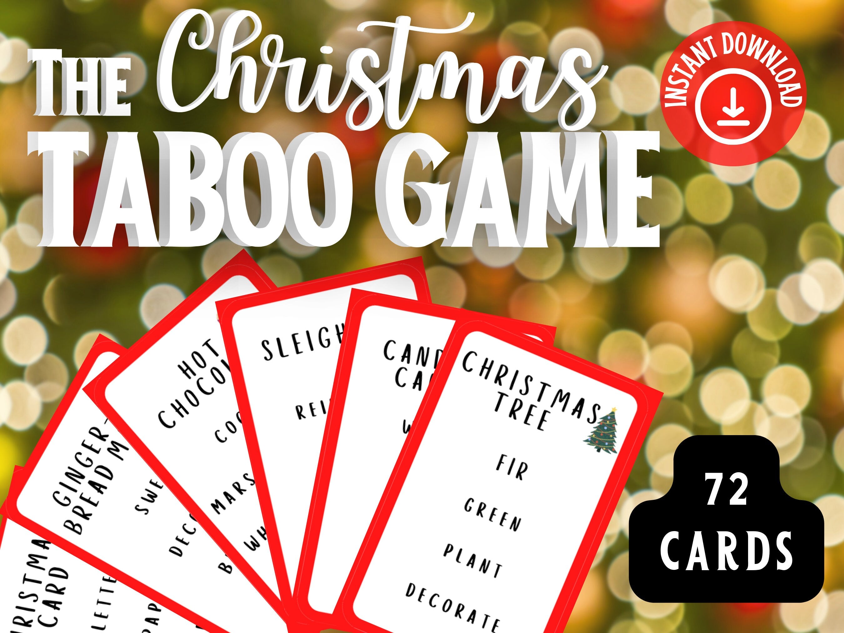 Christmas Taboo Game, Printable Xmas Articulate Party Game, Stocking Filler Game for Families, Festive Holiday Entertainment