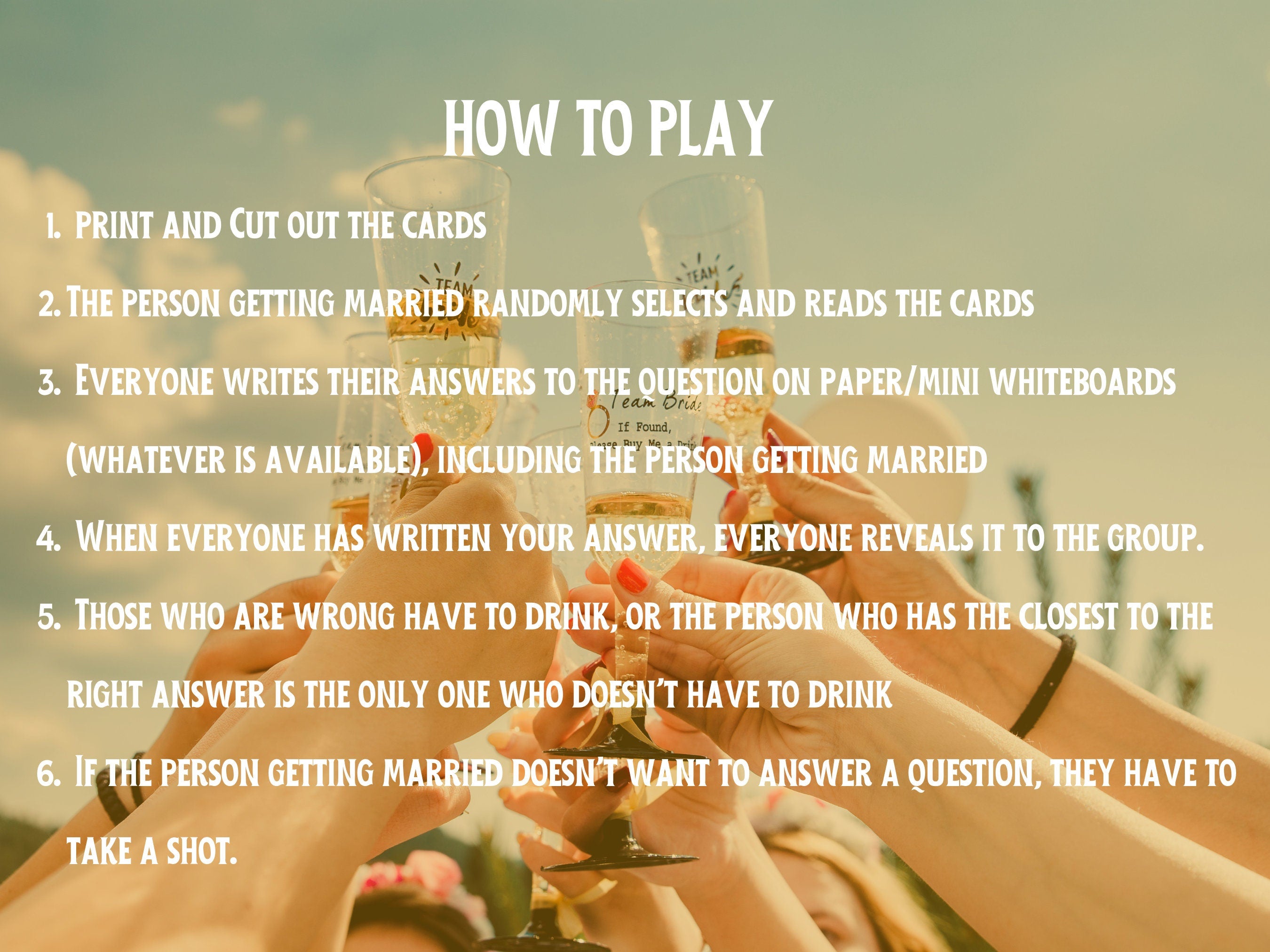 Bachelorette Drinking Game, Hilarious Hen Do Dirty Printable Question Cards For The Bride