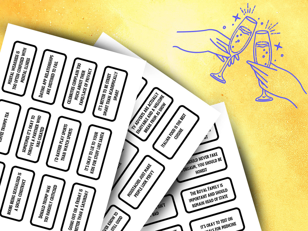 Hilarious Printable Party Game, Drinking Game Cards: Unpopular Opinions