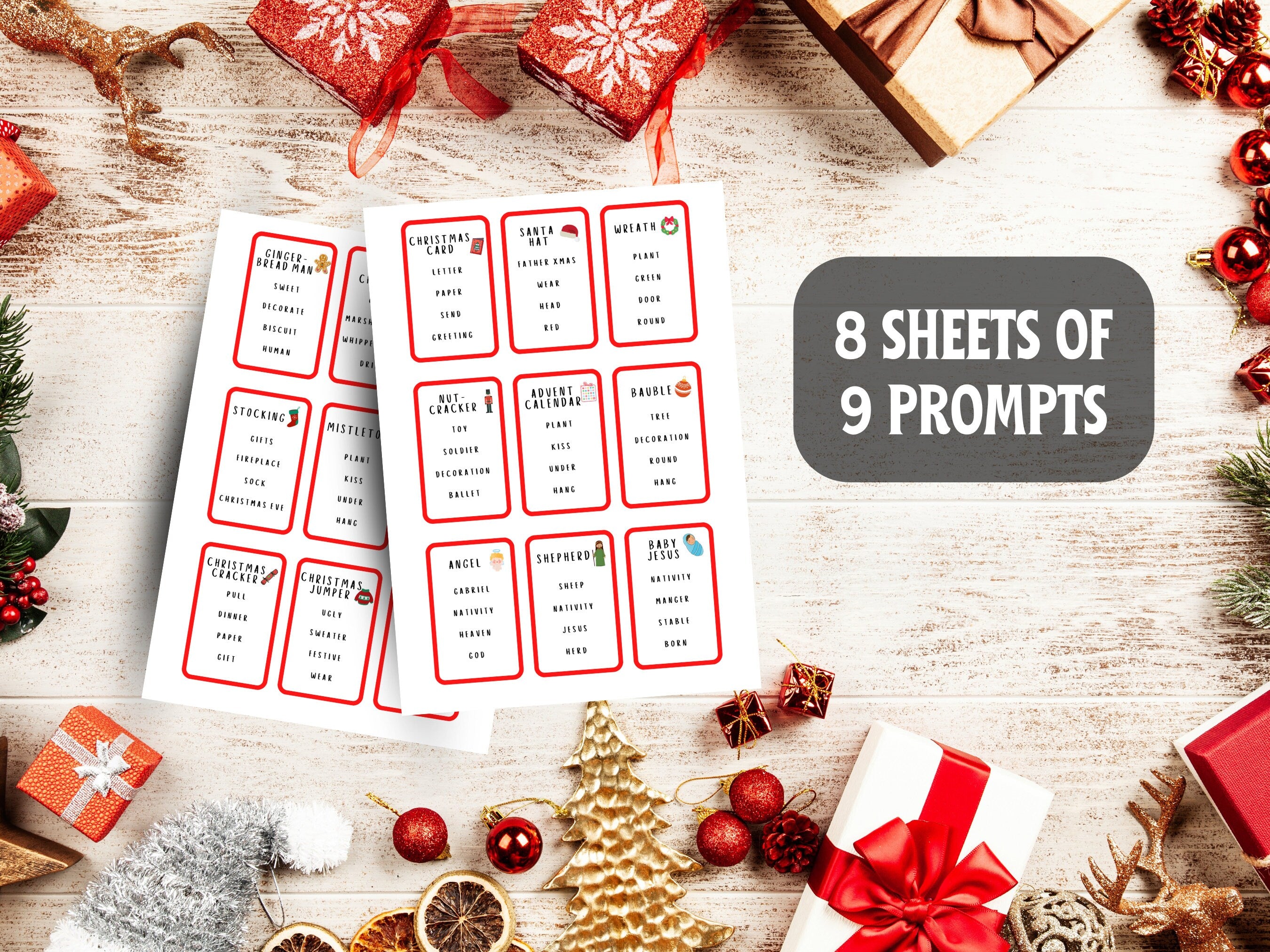 Christmas Taboo Game, Printable Xmas Articulate Party Game, Stocking Filler Game for Families, Festive Holiday Entertainment