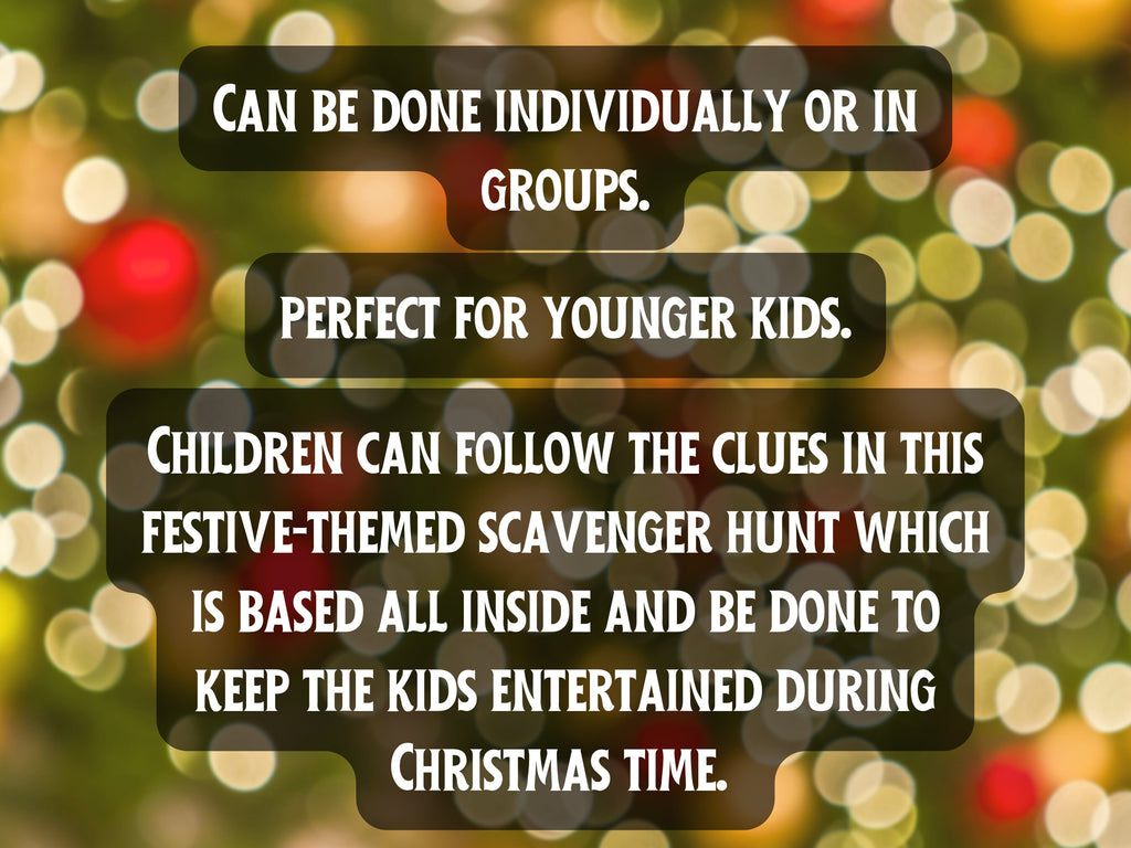 Christmas Themed Treasure Hunt, Indoor Xmas Scavenger Hunt for Kids, Festive Printable Activity for Children, School Holidays Entertainment