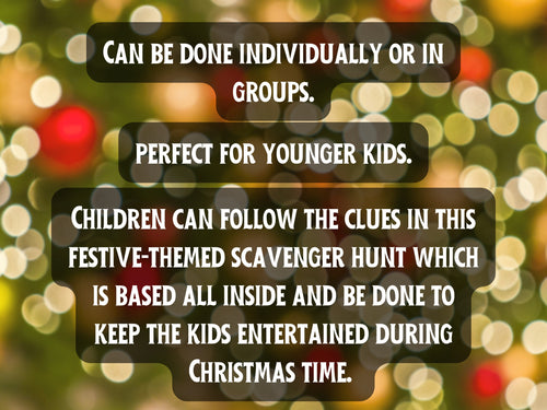 Christmas Themed Treasure Hunt, Indoor Xmas Scavenger Hunt for Kids, Festive Printable Activity for Children, School Holidays Entertainment