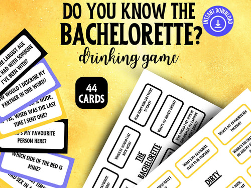 Bachelorette Drinking Game, Hilarious Hen Do Dirty Printable Question Cards For The Bride