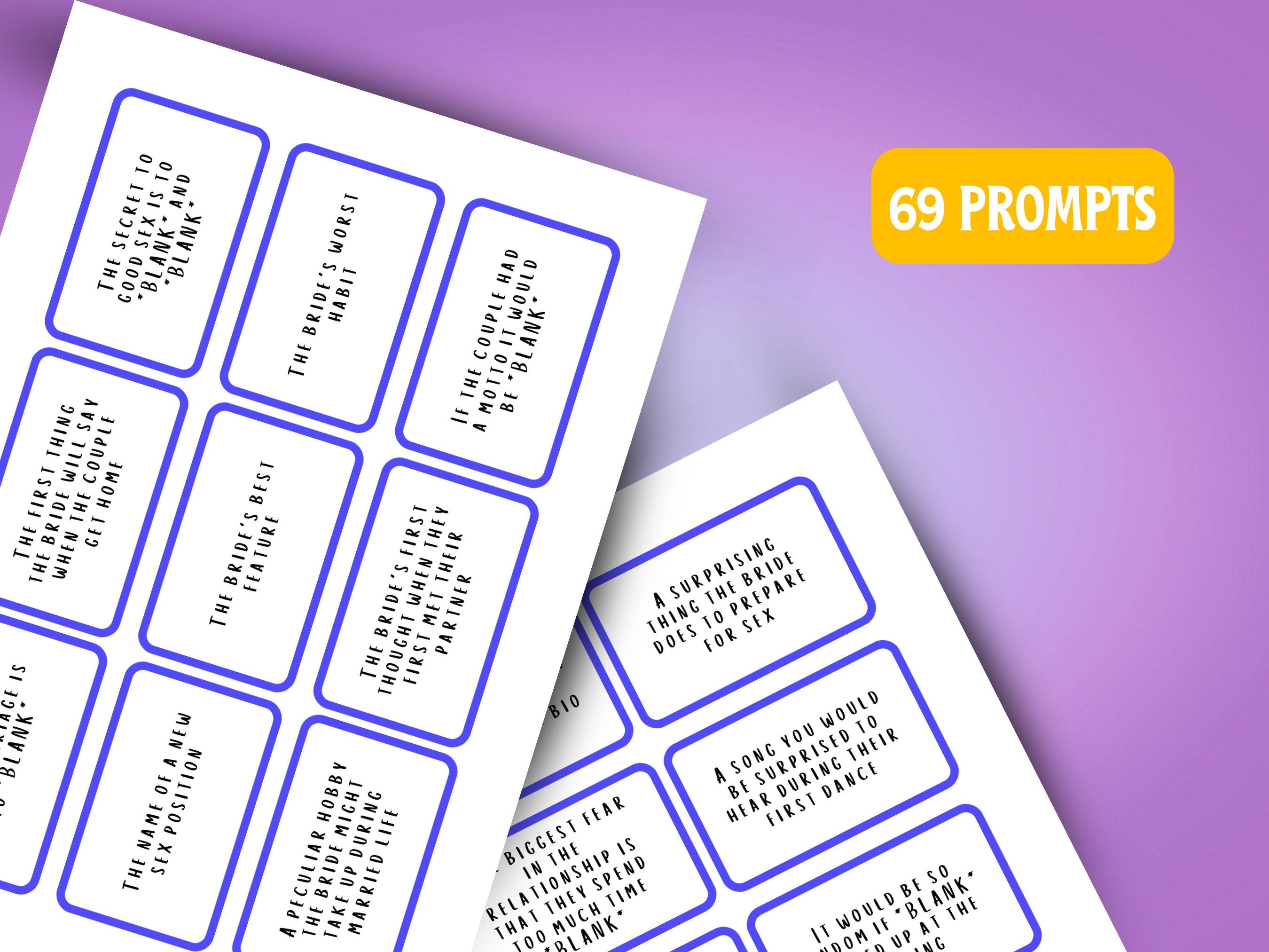 Hen Party Card Game: Wrong Answers Only Prompts (Printable)