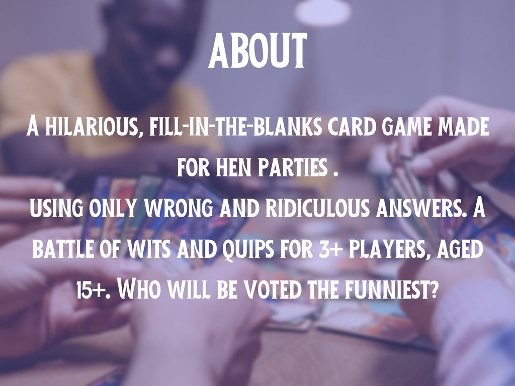 Hen Party Card Game: Wrong Answers Only Prompts (Printable)