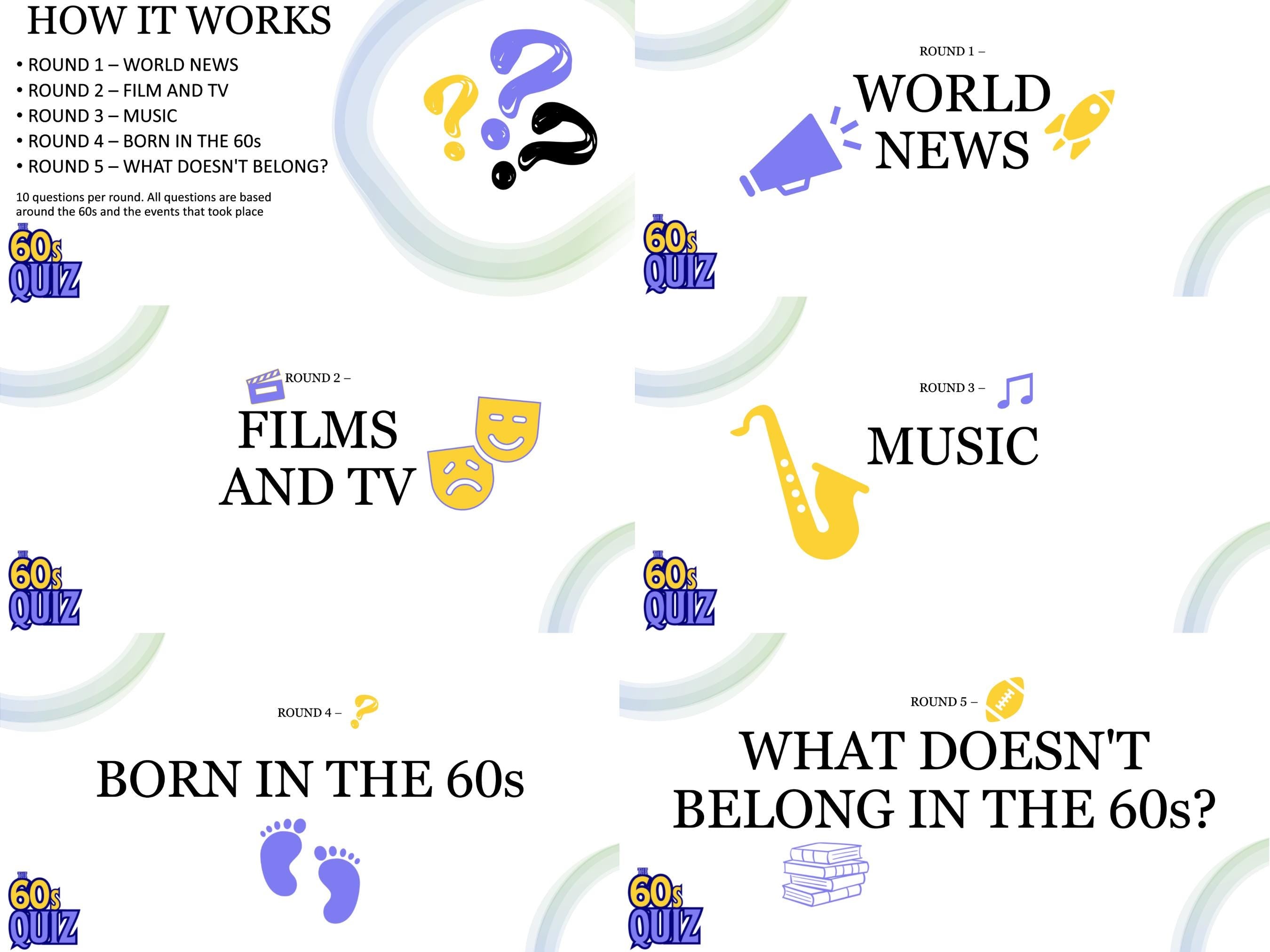 The Ultimate 60s Trivia Quiz, Sixties Theme Party (PDF Download)