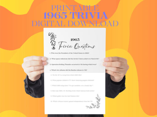 1965 Printable Trivia Questions, 60th birthday game
